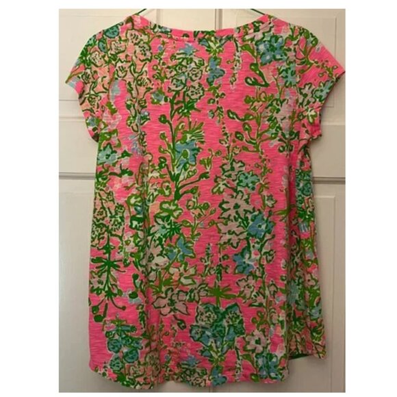 Lilly Pulitzer XL Betsey Boat Neck Southern Charm Flamingo Pink Top - Picture 2 of 3